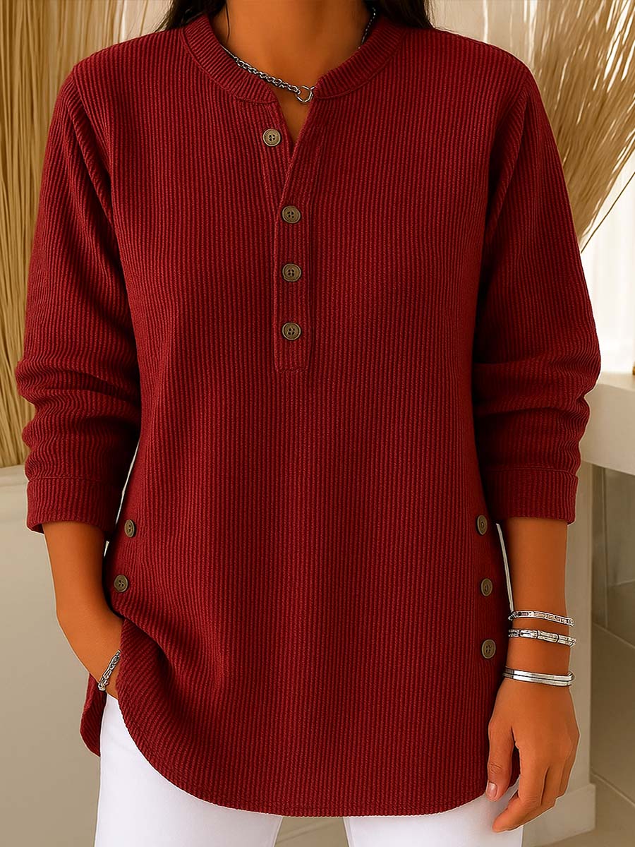 Connie sweater, close-up of round crew neckline