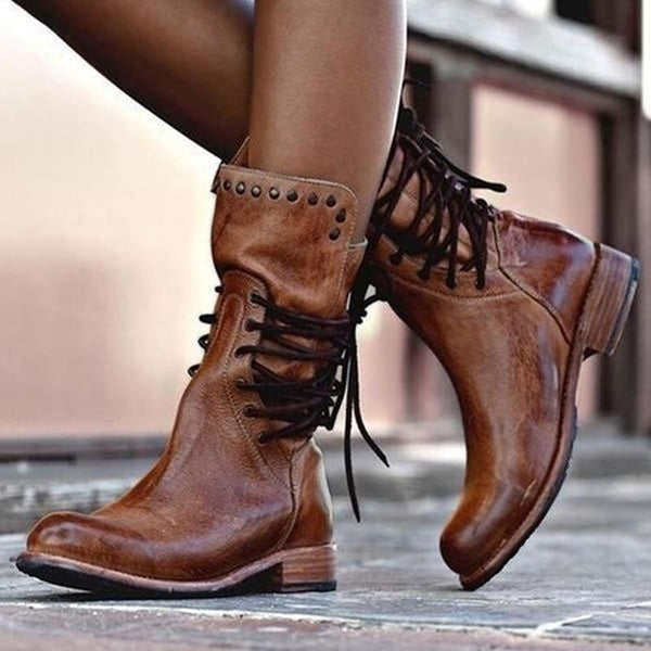 Cassidy - Vintage Lace-Up Boots