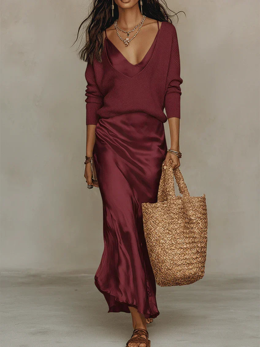 Carol cotton knit layered over shoulders