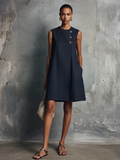 Aubrey Asymmetric Button Mini Dress - front view