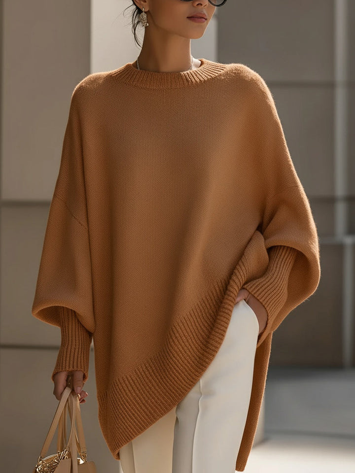 Doreen oversized soft sweater in caramel, front view