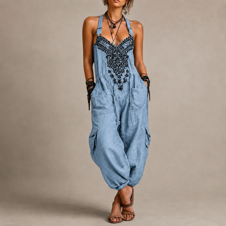 Loretta jumpsuit embroidery detail