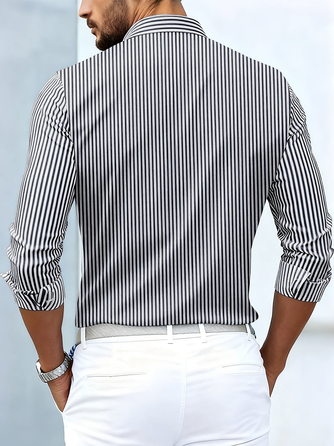 Emerson vintage striped long sleeve shirt, fabric texture close-up