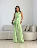 Doris elegant jumpsuit in light green, front view