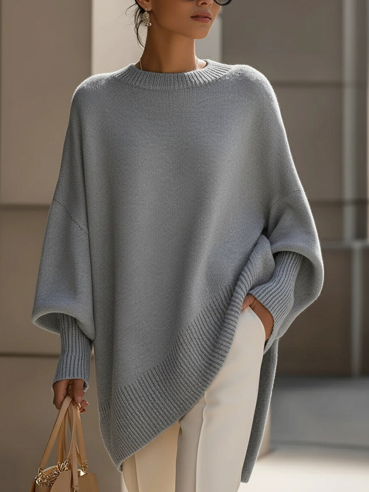 Doreen oversized soft sweater in grey, front view