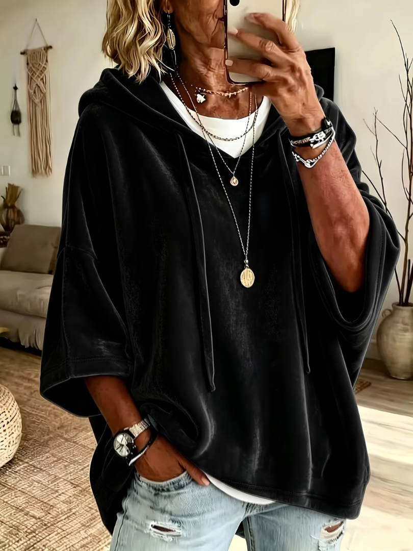 Deborah oversized velour hoodie, side view