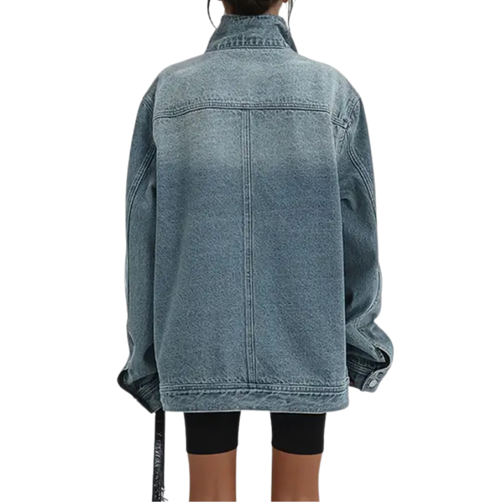 Leah - Vintage Washed High Neck Asymmetric Jacket