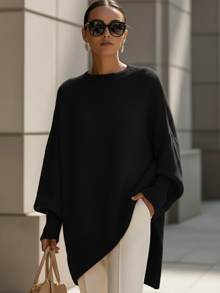 Doreen oversized soft sweater in black, front view