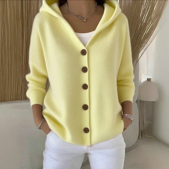Dolores hooded cardigan in yellow