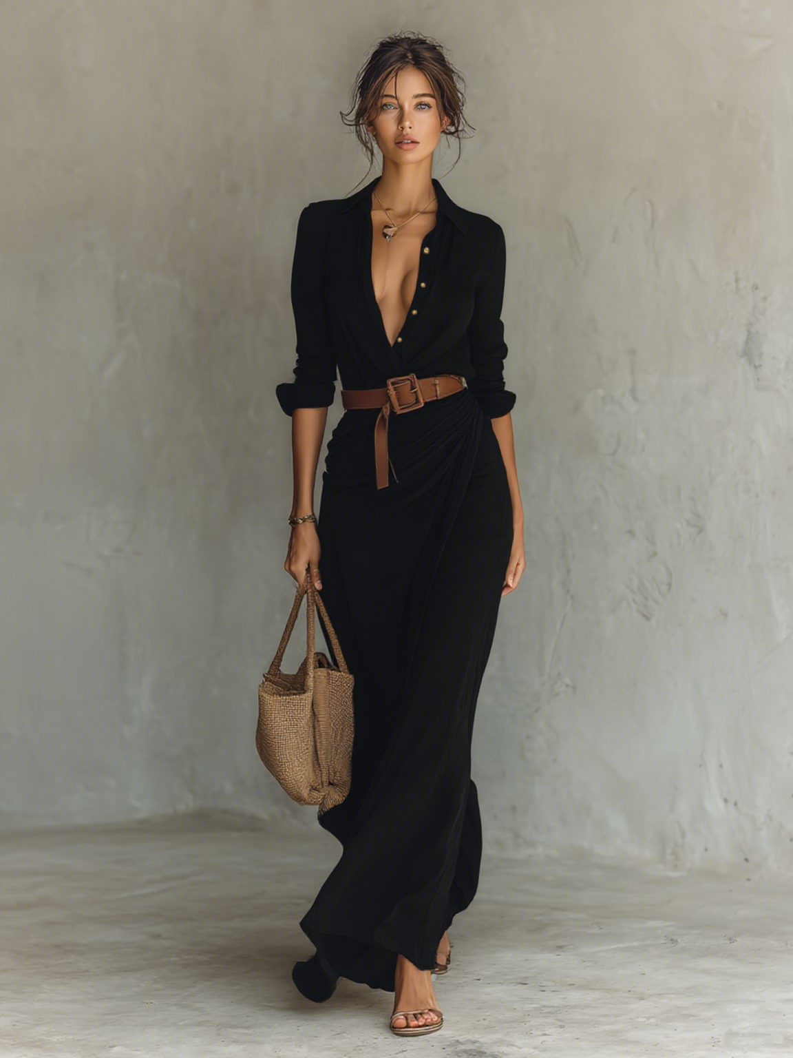 Rita long-sleeve wrap maxi dress, lifestyle view
