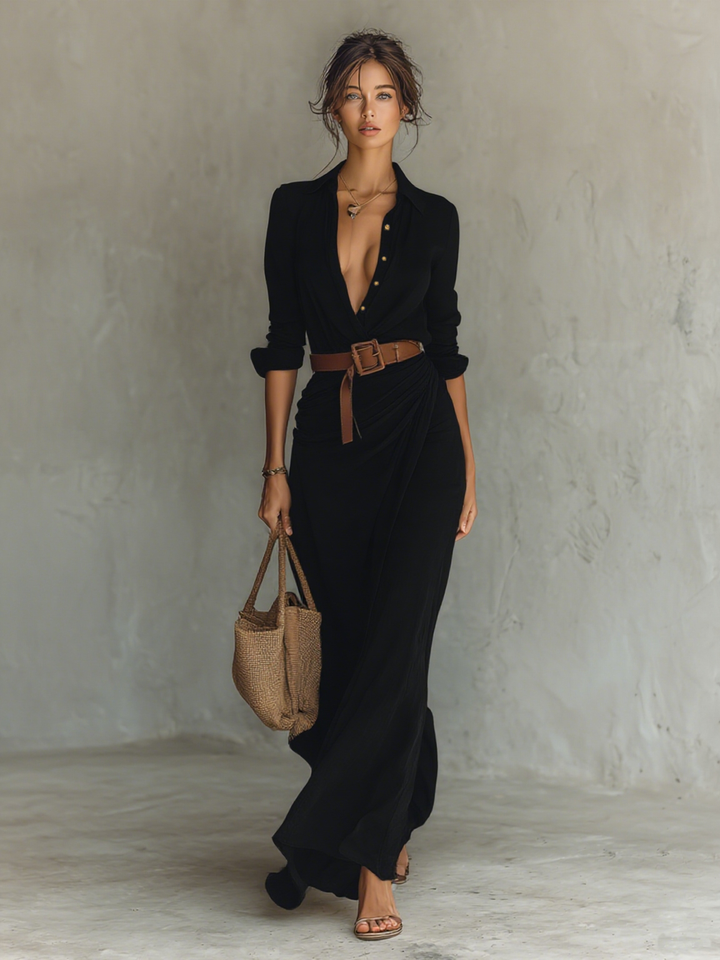 Rita long-sleeve wrap maxi dress, lifestyle view