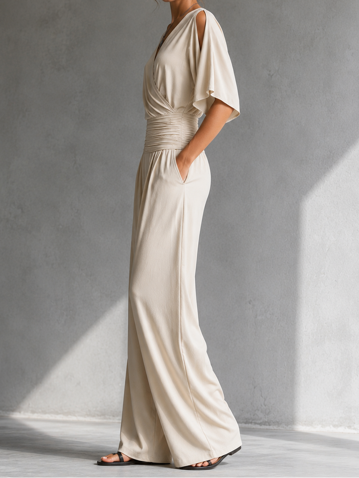 Rosemary Wrap V-Neck Jumpsuit styled