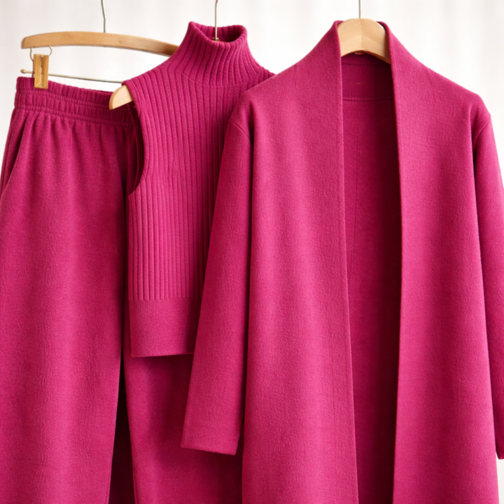 Phyllis cashmere cardigan in pink, fabric close-up