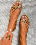 Amelia - Metallic Bow Flat Sandals