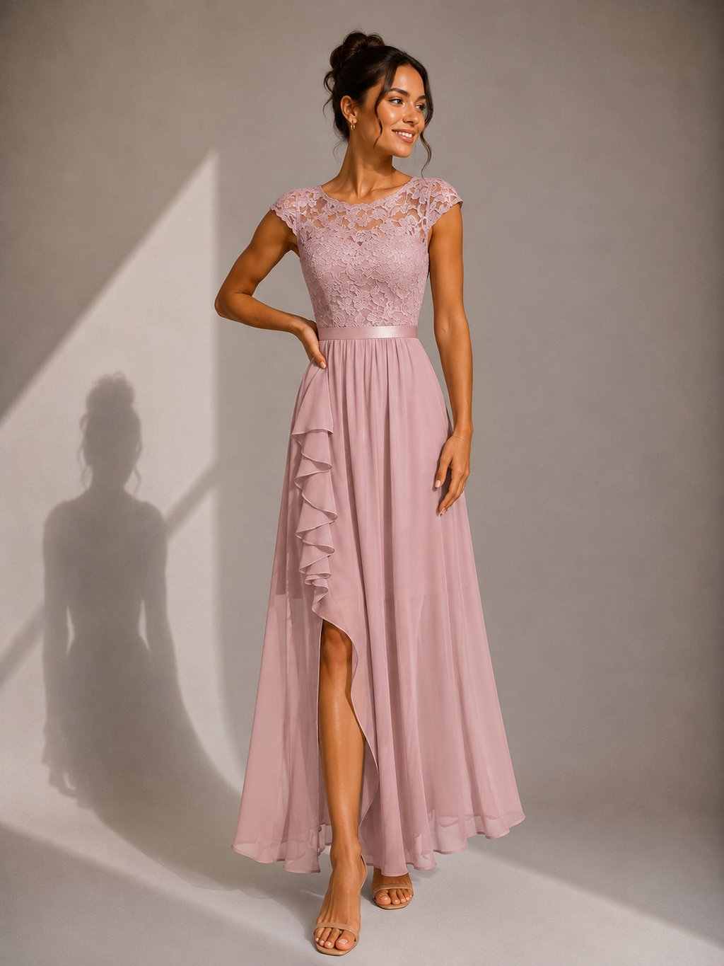 Barbara Maxi Dress by W & B, front view full length