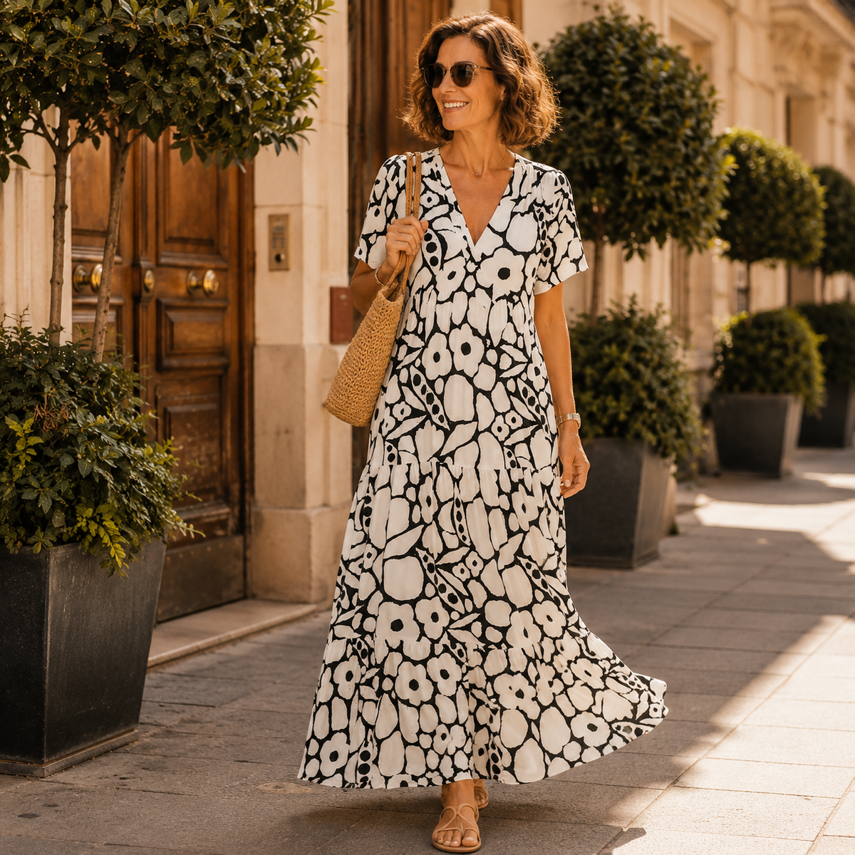Margaret - Elegant Bohemian Maxi Dress in Black