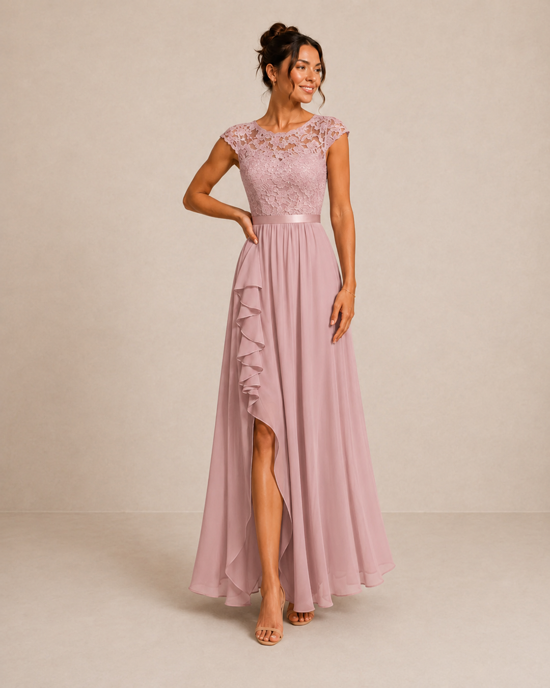Barbara Maxi Dress by W &amp; B, front view full length