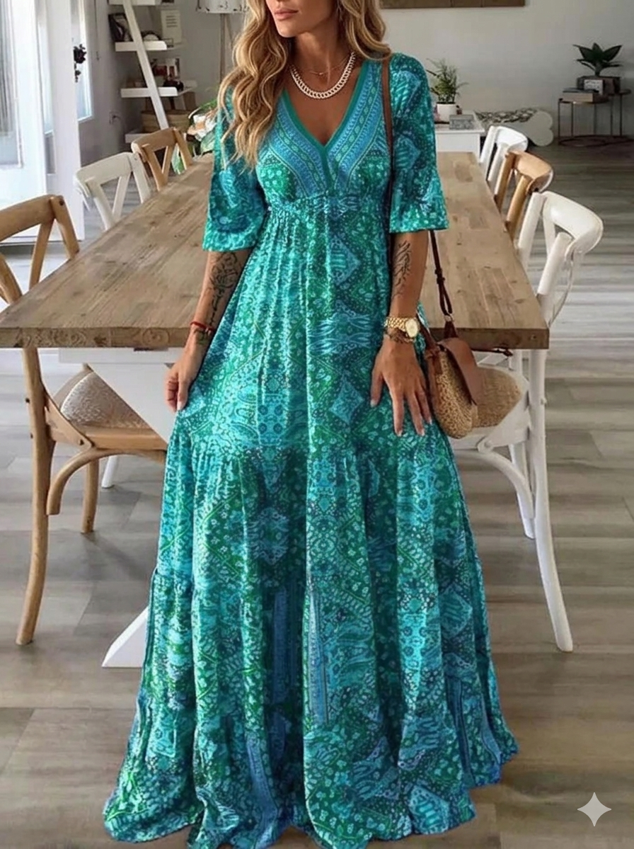 Alyssa - Floral Paisley Maxi Dress
