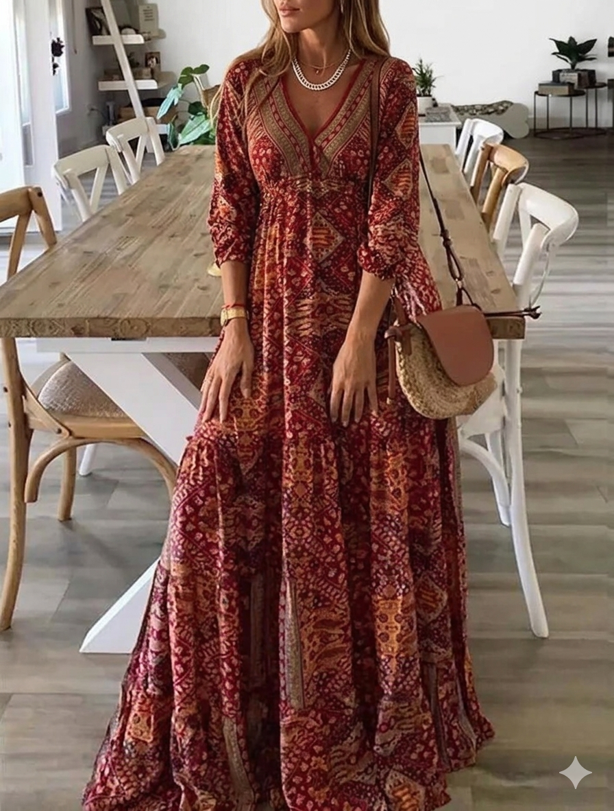 Alyssa - Floral Paisley Maxi Dress