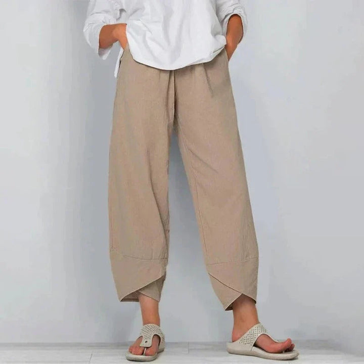Front view of the Frances slim-fit summer pants