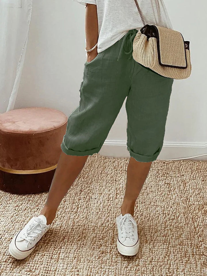 Ashley - Cotton Linen Capri Pants