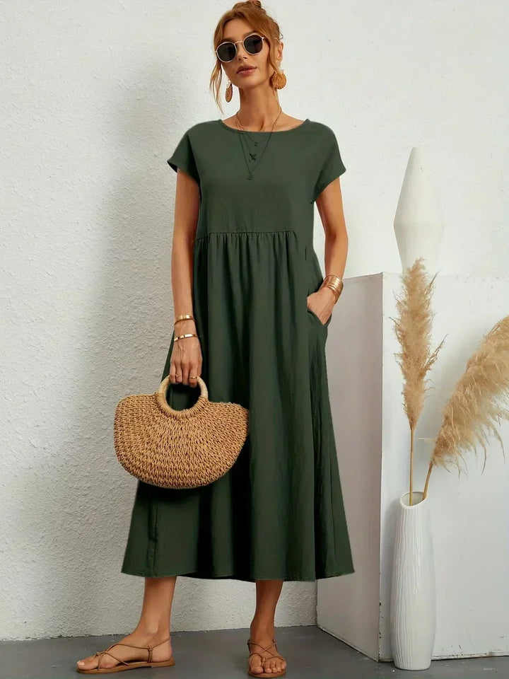 Xenia - Classic Pleated Midi Dress