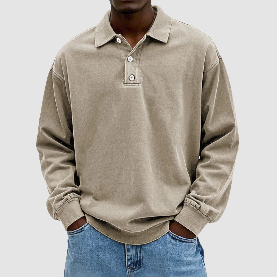 Maxime - Vintage Long Sleeve Polo Shirt