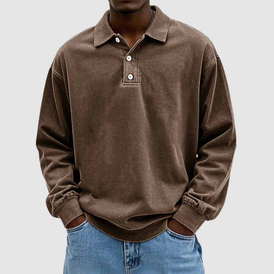 Maxime - Vintage Long Sleeve Polo Shirt