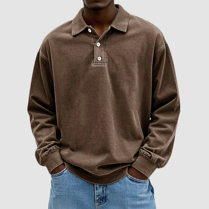 Maxime - Vintage Long Sleeve Polo Shirt