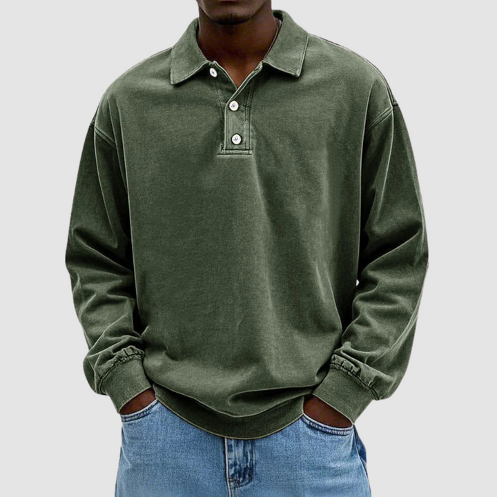 Maxime - Vintage Long Sleeve Polo Shirt