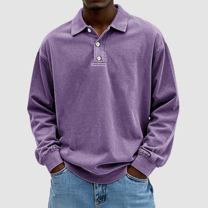 Maxime - Vintage Long Sleeve Polo Shirt