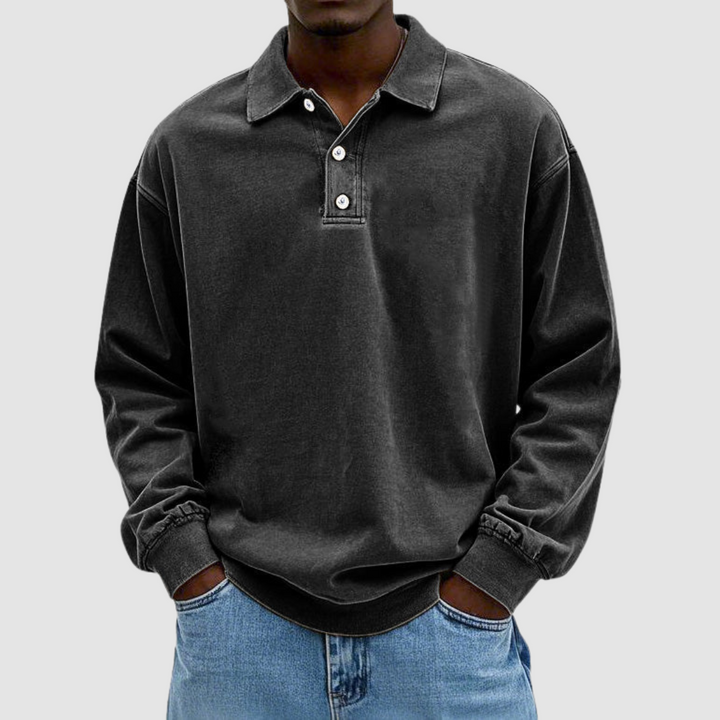 Maxime - Vintage Long Sleeve Polo Shirt