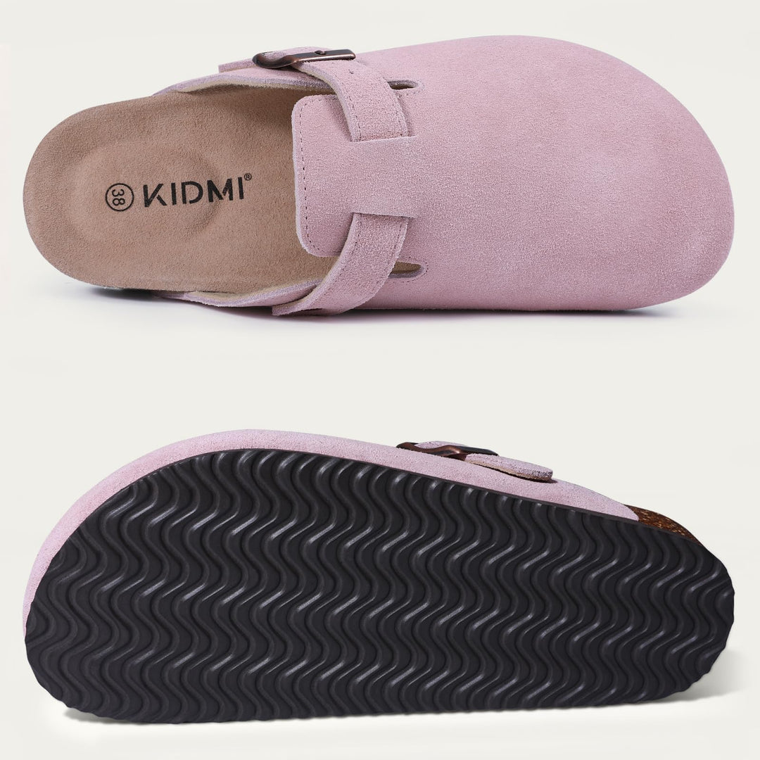 Riley suede ergonomic clogs size chart reference