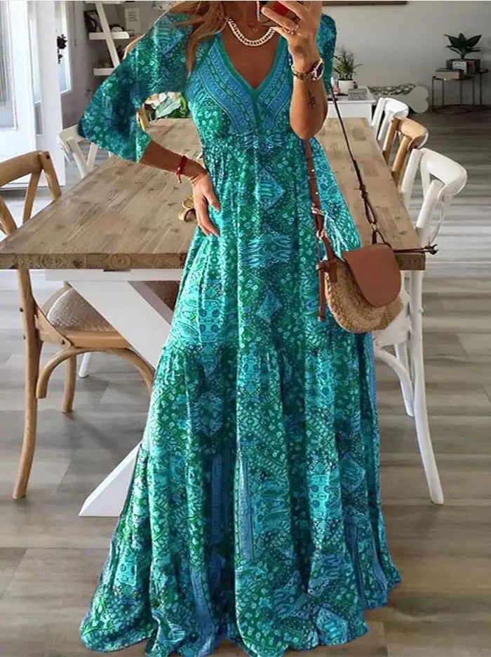 Alyssa - Floral Paisley Maxi Dress