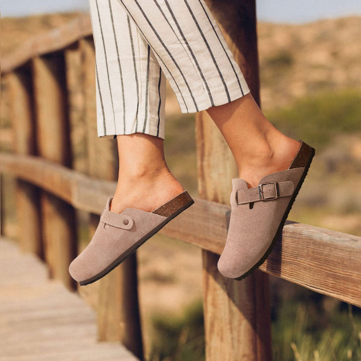 Riley suede ergonomic clogs, unisex non-slip pair