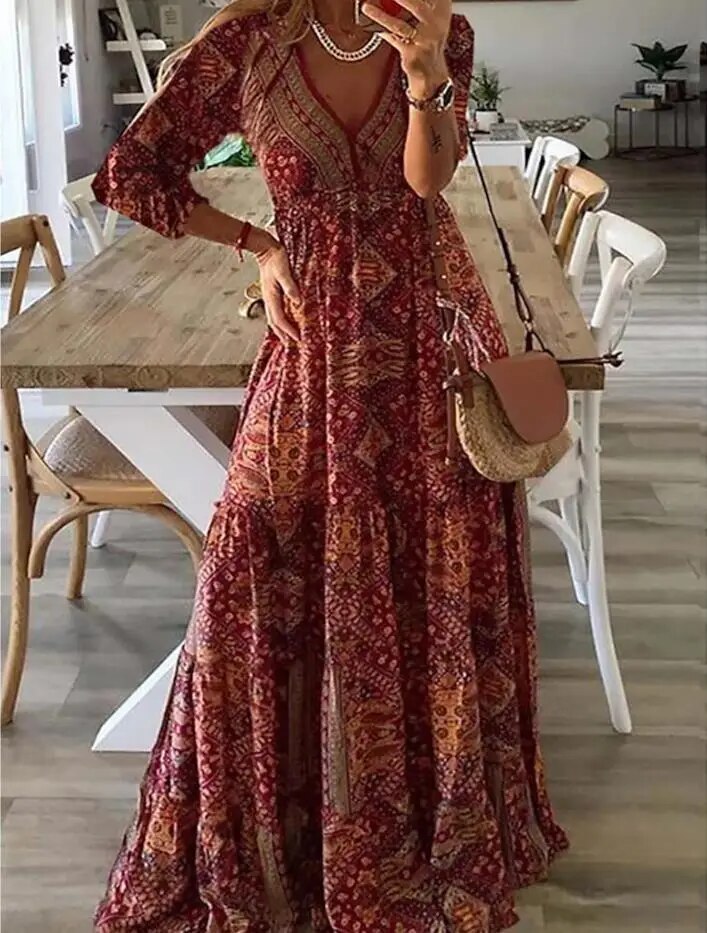 Alyssa - Floral Paisley Maxi Dress