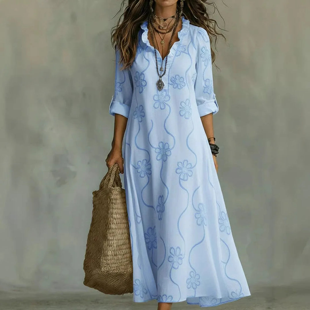 Karen floral summer dress, side view