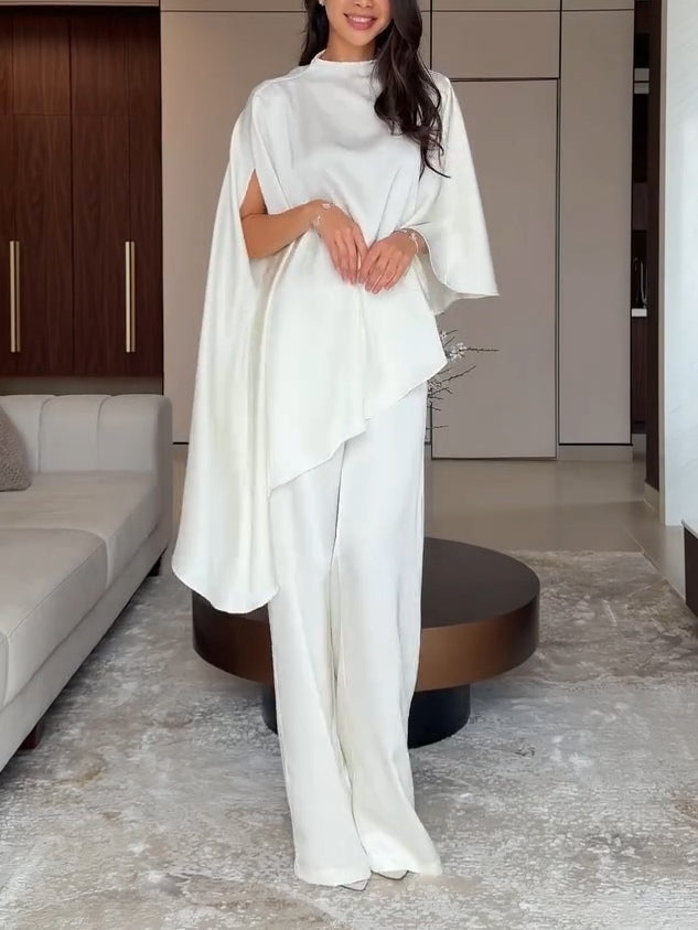 Eunice satin two-piece set, front view