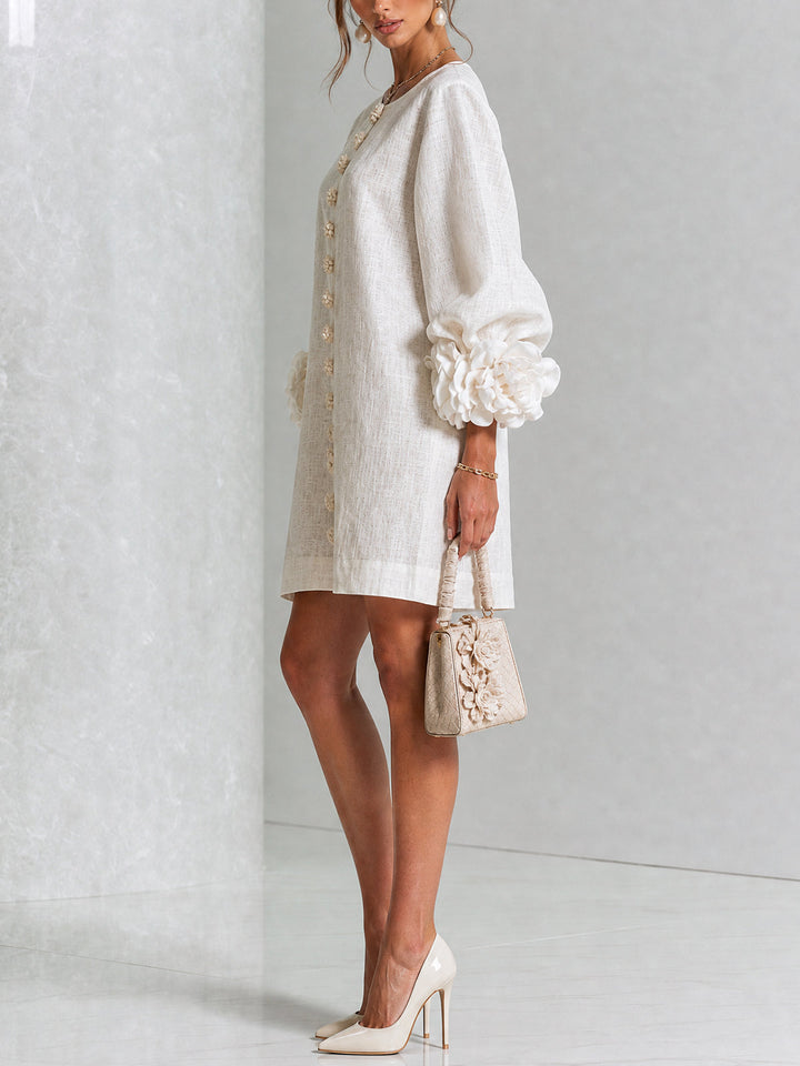Vera rosette cuff mini dress in white - view 2