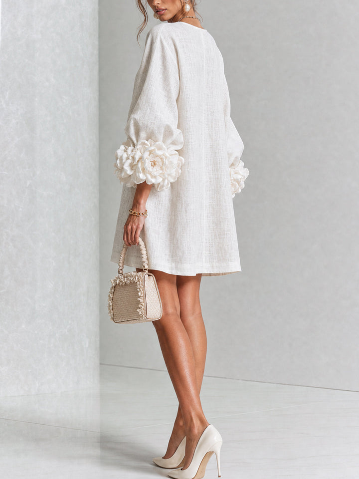 Vera rosette cuff mini dress in white - view 3