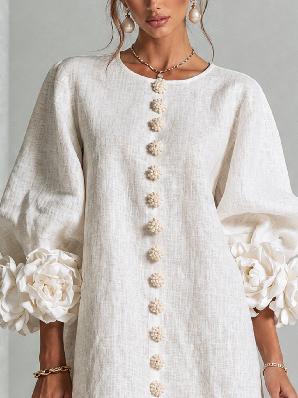 Vera rosette cuff mini dress in white - view 5