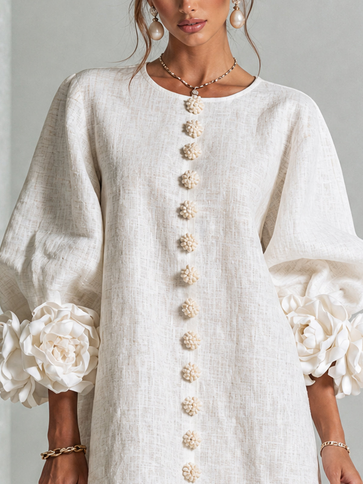 Vera rosette cuff mini dress in white - view 5