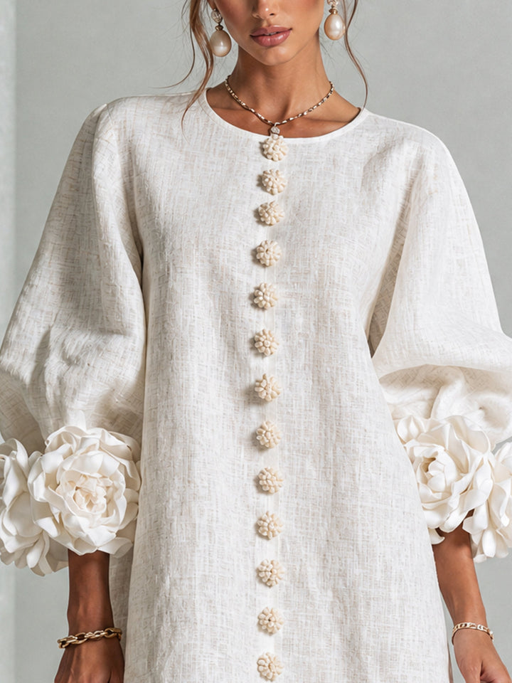 Vera rosette cuff mini dress in white - view 5