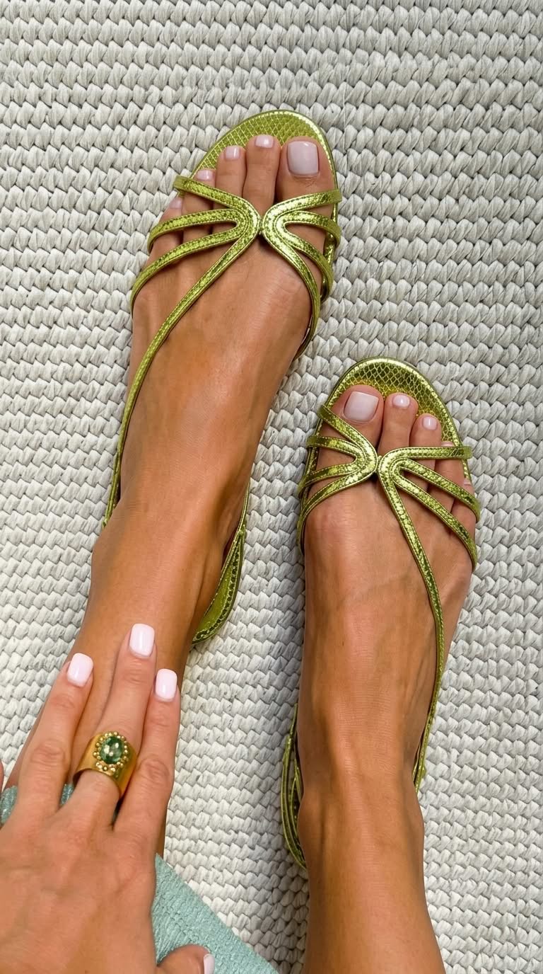Amelia - Metallic Bow Flat Sandals