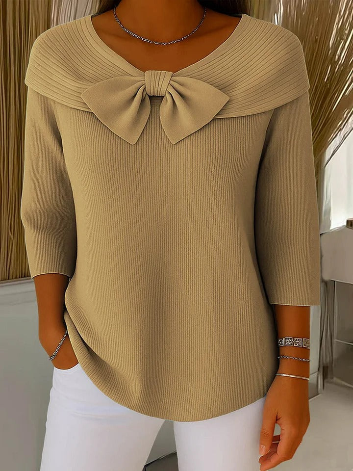 Geraldine sweater, side view showing comfortable fit