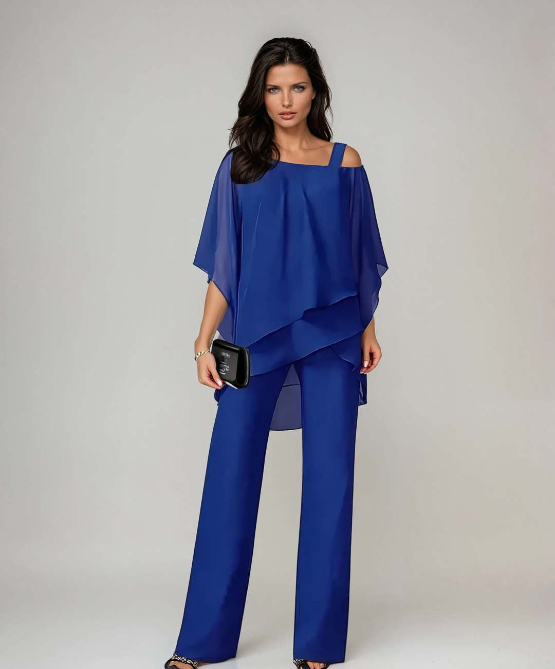 Corinne two-piece poncho set, close-up detail