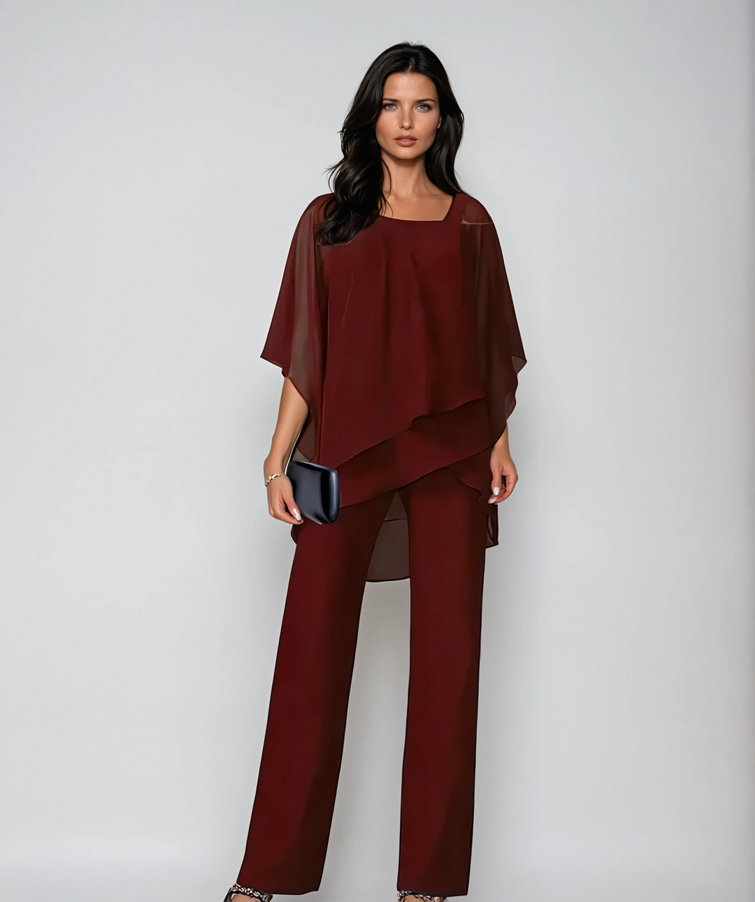 Corinne two-piece poncho set, back view