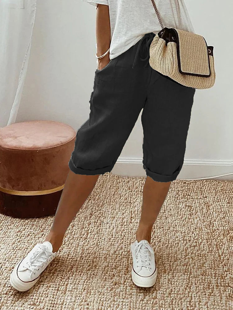 Ashley - Cotton Linen Capri Pants