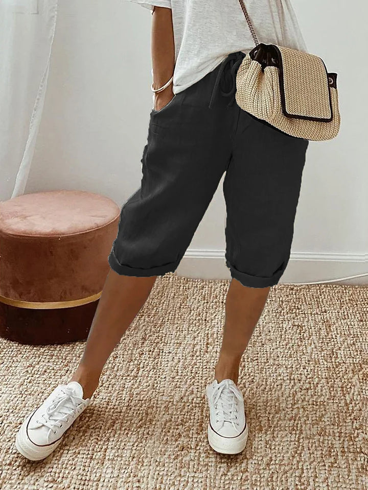 Ashley - Cotton Linen Capri Pants