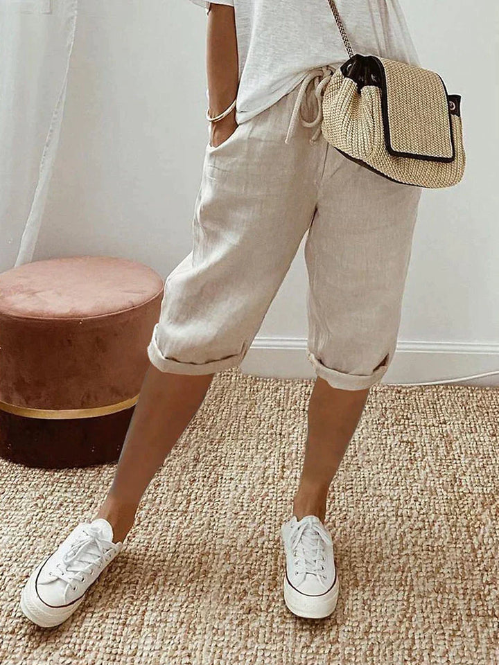 Ashley - Cotton Linen Capri Pants